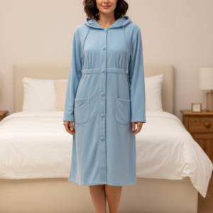 Κουμπωτή Γυναικεία Ρόμπα LINCLALOR Funky 84373,γαλάζιο.