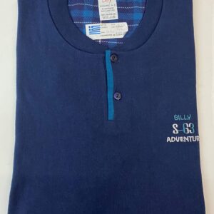 Βαμβακερή Ανδρική Πυζάμα BILLY Fashion B199,μπλε/καρώ.