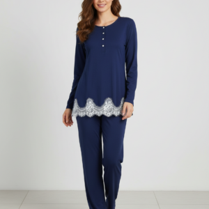 Βαμβακερή Γυναικεία Πυζάμα με δαντέλα JEANNETTE Homewear 6311.