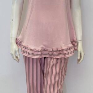 Homewear με Κάπρι Παντελόνι CLAIRE Katrania 7360,ροζ/γκρι.