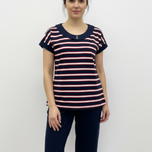 Βαμβακερή Γυναικεία Πυζάμα με κοντό μανίκι και Κάπρι παντελόνι LYDIA Creations 10380.