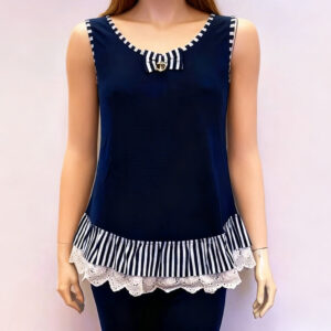 Homewear με φαρδιά ράντα και Κάπρι παντελόνι CLAIRE Katrania 7776.