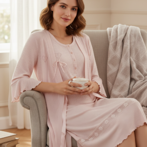 Σετ Ρόμπα-Νυχτικό SCHERZO Homewear 2508/2509,απαλό ροζ.