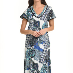 Plus Size Βαμβακερό Φόρεμα με κοντό μανίκι PRIMAVERA Homewear 2392,εμπριμέ.