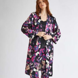 Σετ σατέν Ρόμπα-Πυζάμα HARMONY Homewear,florale print.