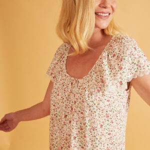 Νυχτικό με ζαπονέ μανίκι και πατιλέτα HARMONY Homewear 306801,φλοράλ.