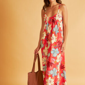 Maxi Φόρεμα με λεπτή τιράντα HARMONY Homewear 506607,red.