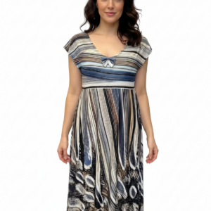 Φόρεμα με ζαπονέ μανίκι CLAIRE KATRANIA 6812,εμπριμέ.