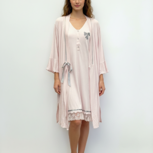 Σετ Ρόμπα-Νυχτικό SCHERZO Homewear 9784,απαλό ροζ.