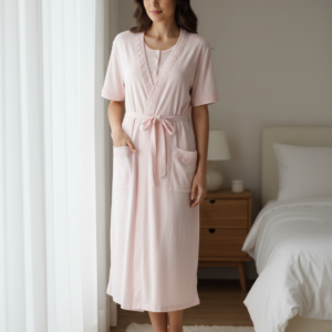 Βαμβακερό Σετ Ρόμπα-Νυχτικό RELAX Homewear 05088,απαλό ροζ.