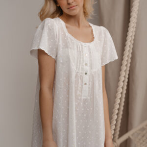 Νυχτικό με κοντό μανίκι και πατιλέτα MIRA Homewear 3072,λευκό.