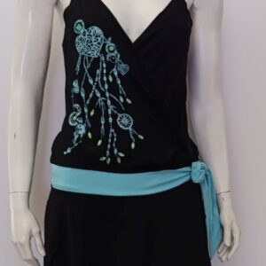 Φόρεμα με λεπτή τιράντα CLAIRE Katrania 9652,μαύρο.