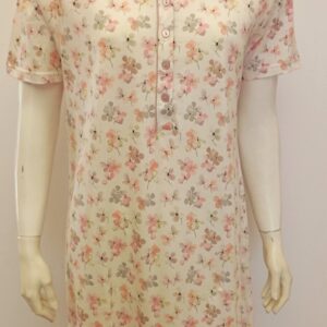 Βαμβακερό Νυχτικό με κοντό μανίκι IN FIORE 0784,pink.