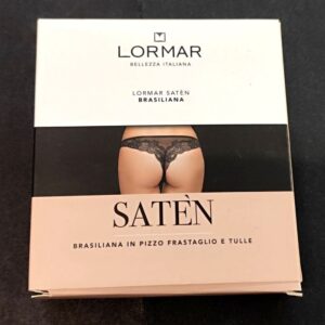 Brazilian Slip με δαντέλα LORMAR Saten 0180,μαύρο.