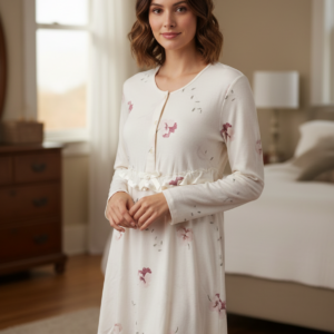 Mini Μακρυμάνικο Homewear CLAIRE Katrania 15723,εκρού.