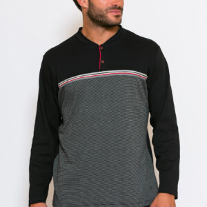 Βαμβακερή Ανδρική Πυζάμα SCHERZO Homewear A602,μαύρο.