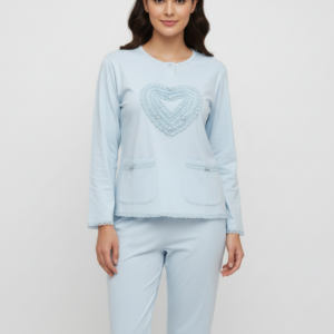 Βαμβακερή Γυναικεία Πυζάμα LYDIA Creations 4147,γαλάζιο.