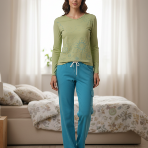 Βαμβακερή Γυναικεία Πυζάμα με λαιμόκοψη BILLY'S Fashion 2140.