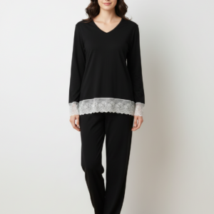 Βαμβακερή Γυναικεία Πυζάμα HAPPY FAMILY 519,μαύρο.