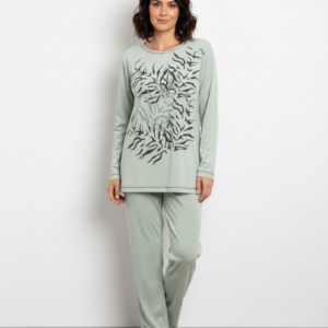 Βαμβακερή Γυναικεία Πυζάμα με λαιμόκοψη RO-NI Homewear 407.