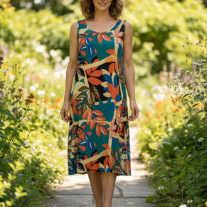 Φόρεμα με φαρδιά τιράντα BILLY’S Homewear 21023,εμπριμέ.