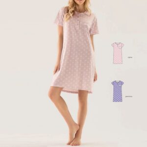 Βαμβακερό Νυχτικό με κοντό μανίκι INFIORE Emotion 632420,ροζ(Cipria).