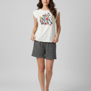 Γυναικείο Homewear με ζαπονέ μανίκι και σορτς DamaKoupa 7733.