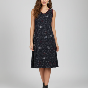 Βαμβακερό Φόρεμα με φαρδιά ράντα LANES Homewear 2970,σκούρο μπλε.