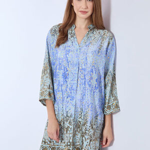 Καφτάνι πουκαμίσα με ανοίγματα στο πλάι SECRET GARDEN CL-3645,μπλε.