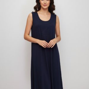 Μονόχρωμο Φόρεμα χωρίς μανίκι KOUROS Homewear 6598,σκούρο μπλε.