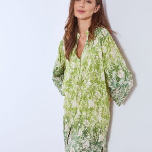 Καφτάνι πουκαμίσα SECRET GARDEN CL-3652, πράσινο ανοιχτό.