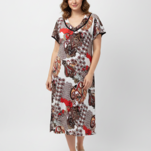 Βαμβακερό Φόρεμα με κοντό μανίκι PRIMAVERA Homewear 2392-B, εμπριμέ.