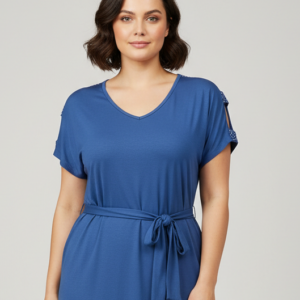 Mini Φόρεμα με κοντό μανίκι JEANNETTE Homewear 5644, μπλε ρουά.