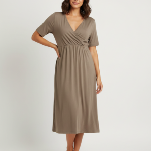 Φόρεμα με κοντό μανίκι RO-NI Homewear 3513,καφέ.