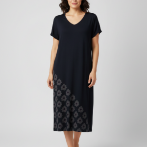 Φόρεμα με κοντό μανίκι PRIMAVERA Homewear A440, σκούρο μπλε.
