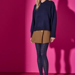 Ελαστικό καλσόν μόδας με σχέδιο, SISI Calze Joint,σκούρο μπλε.