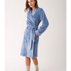 Fleece Σταυρωτή Γυναικεία Ρόμπα PROMISE Homewear N20734-Azul.