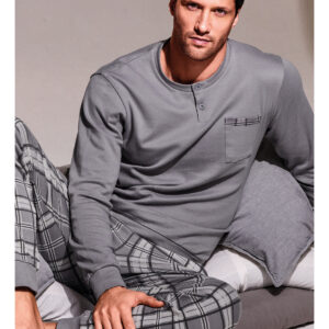Βαμβακερή Ανδρική Πυζάμα INFIORE Uomo 753637 Clubhouse,γκρι.