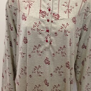 Βαμβακερό Μακρυμάνικο Νυχτικό LYDIA Creations 23542,σιέλ.