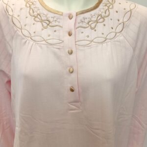 Κλασικό Νυχτικό με μακρύ μανίκι LYDIA CREATIONS 10012,ροζ.