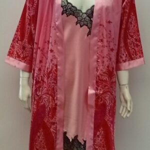 Σετ Ρόμπα-Νυχτικό σατέν ROBERT MATRA & Primavera, ροζ-φούξια.