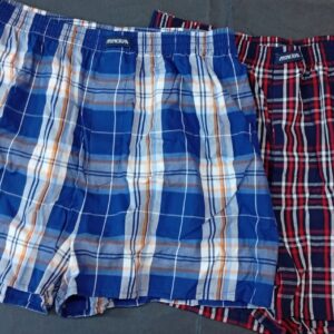 Popline Φαρδύ Ανδρικό Βαμβακερό Boxer MINERVA 23074-50, με άνοιγμα, 2τμχ,Navy-Blue Orange.