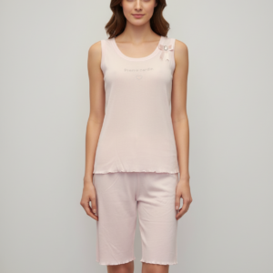 Βαμβακερό Γυναικείο Homewear με βερμούδα PIERRE CARDIN PK-35, ροζ.