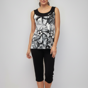 Βαμβακερό Γυναικείο Homewear με κάπρι παντελόνι LANES Homewear 3159.