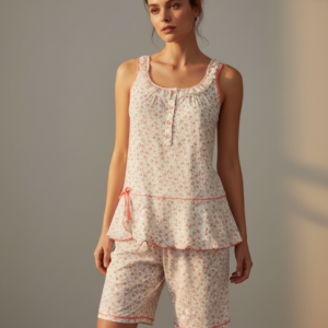 Βαμβακερό Γυναικείο Homewear με βερμούδα LANES Homewear 52015.