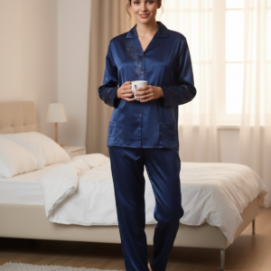 Σατέν Γυναικεία Πυζάμα DYNASTY Homewear 7584,σκούρο μπλε.