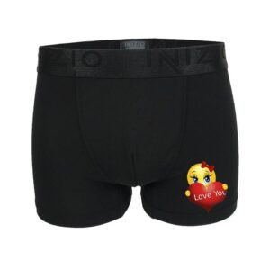 Ανδρικό Boxer INIZIO Underwear 4501-16,με εξωτερικό μεταλιζέ Λάστιχο και σχέδιο Emoji Καρδιά.