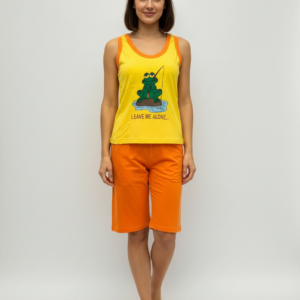 Βαμβακερό αμάνικο Homewear με βερμούδα και αθλητική πλάτη, VIA Eva Lingerie 07-109.