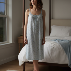 Κλασικό Νυχτικό με λεπτή τιράντα LYDIA Creations 2030,σιέλ.