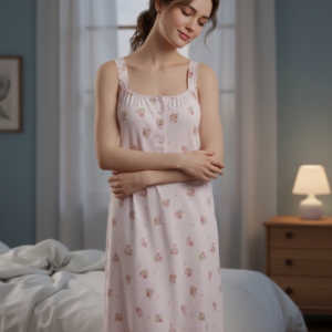 Κλασικό Νυχτικό με λεπτή τιράντα LYDIA Creations 3018,ροζ.